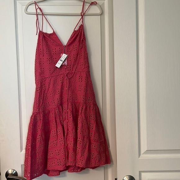 Dresses & Skirts - - NWT JCrew Pink Eyelet Anguilla Mini Halter Dress Size 4